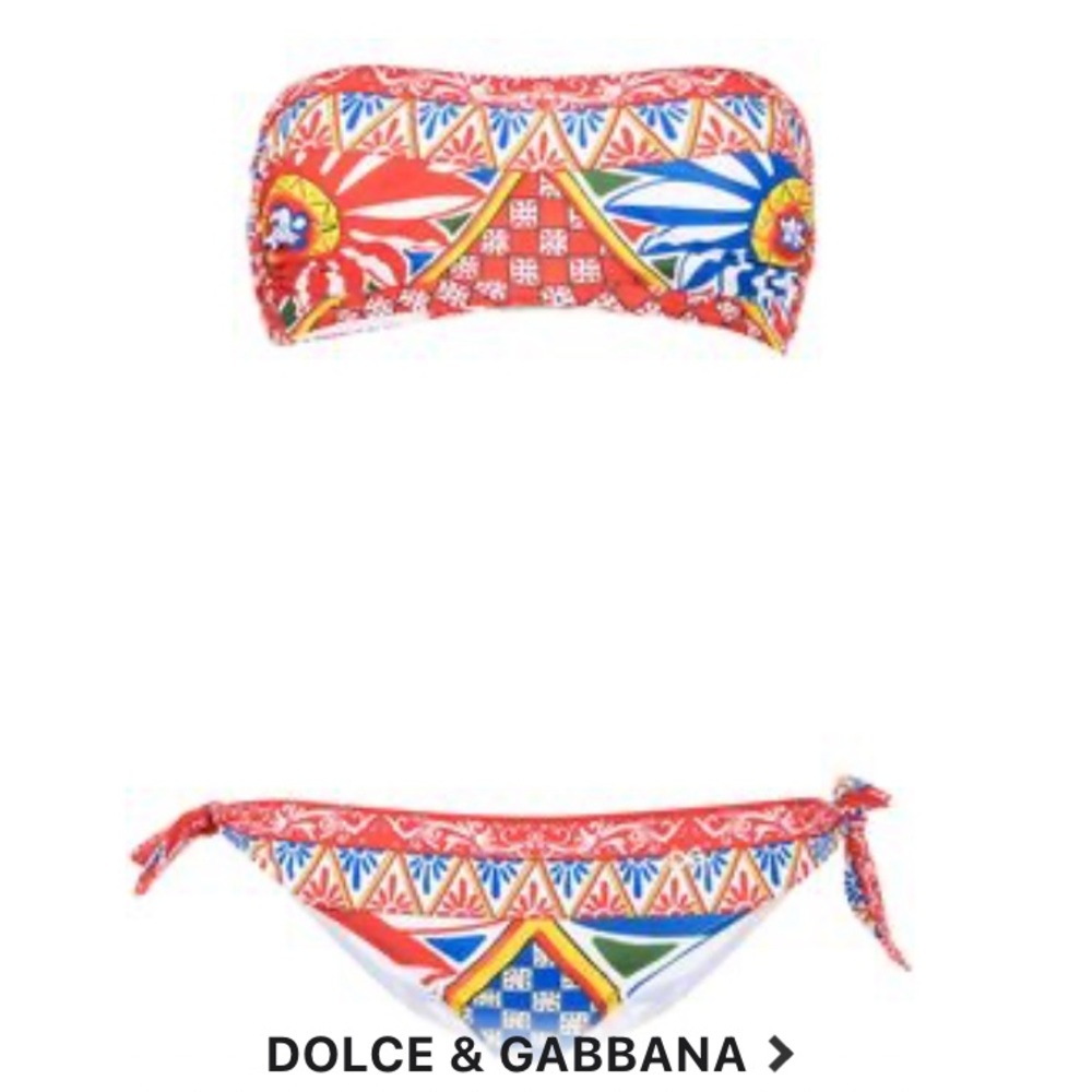 Dolce & Gabbana Red and Blue Patterned Bikini size 3